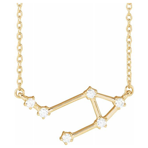 14k Yellow Gold 1/8 ct tw Diamond Libra Necklace