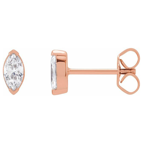 14k Rose Gold 1/2 ct tw Lab-Grown Marquise Diamond Stud Earrings