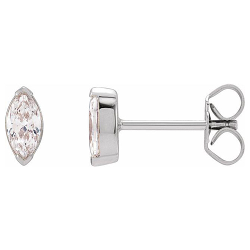 14k White Gold 1/2 ct tw Lab-Grown Marquise Diamond Stud Earrings