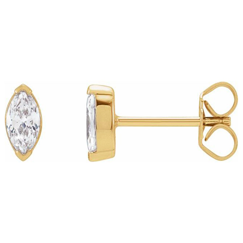 14k Yellow Gold 1/2 ct tw Lab-Grown Marquise Diamond Stud Earrings