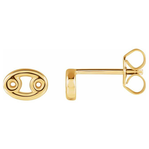 14k Yellow Gold Cancer Zodiac Sign Earrings