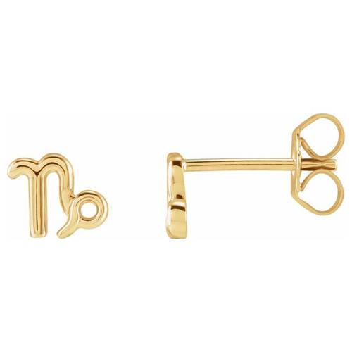 14k Yellow Gold Capricorn Zodiac Sign Earrings