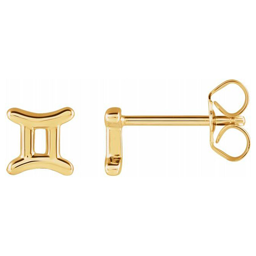 14k Yellow Gold Gemini Zodiac Sign Earrings