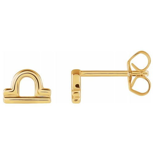 14k Yellow Gold Libra Zodiac Sign Earrings