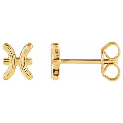 14k Yellow Gold Pisces Zodiac Sign Earrings