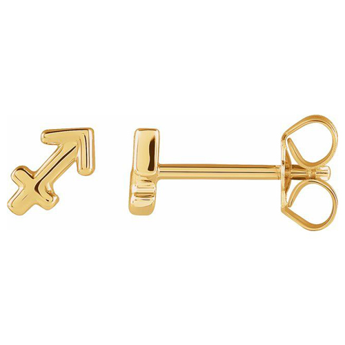 14k Yellow Gold Sagittarius Zodiac Sign Earrings
