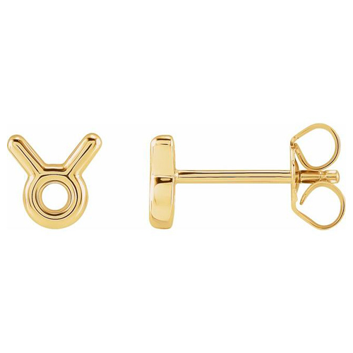 14k Yellow Gold Taurus Zodiac Sign Earrings