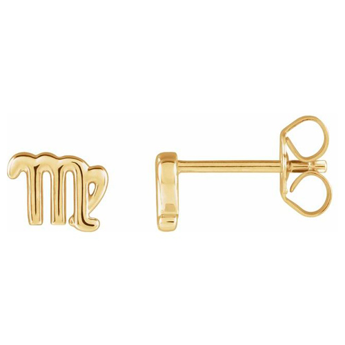 14k Yellow Gold Virgo Zodiac Sign Earrings