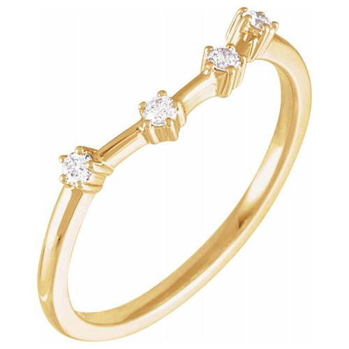 14k Yellow Gold 1/10 ct tw Diamond Aquarius Ring