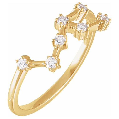 14k Yellow Gold 1/5 ct tw Diamond Leo Ring