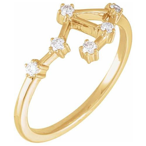 14k Yellow Gold 1/6 ct tw Diamond Libra Ring
