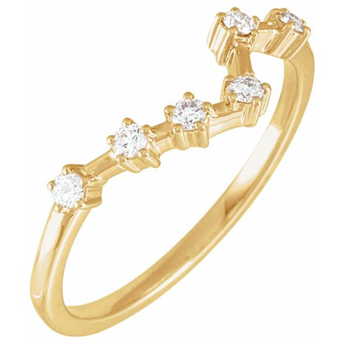 14k Yellow Gold 1/6 ct tw Diamond Pisces Ring