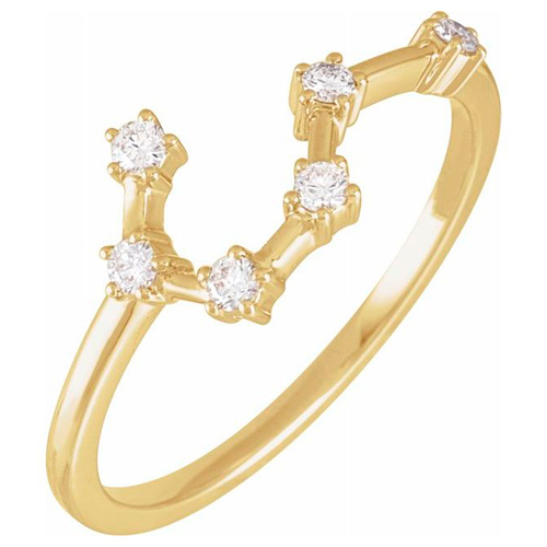 14k Yellow Gold 1/6 ct tw Diamond Taurus Ring