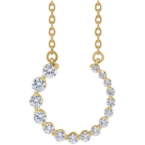 14k Yellow Gold 3/8 ct tw Lab-Grown Diamond Graduated Circle Necklace