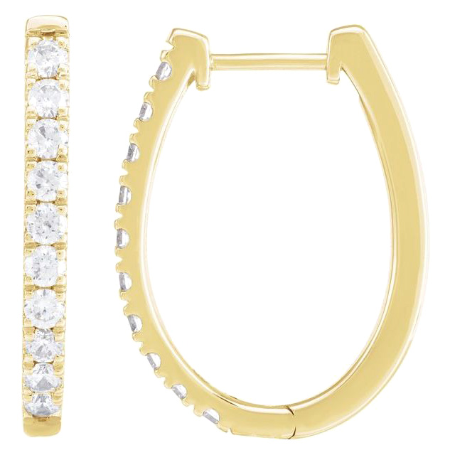 14k Yellow Gold 9/10 ct tw Lab-Grown Diamond Oval Hoop Earrings