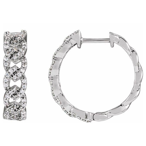 14k White Gold 1/2 ct tw Lab-Grown Diamond Marquise Link Hoop Earrings
