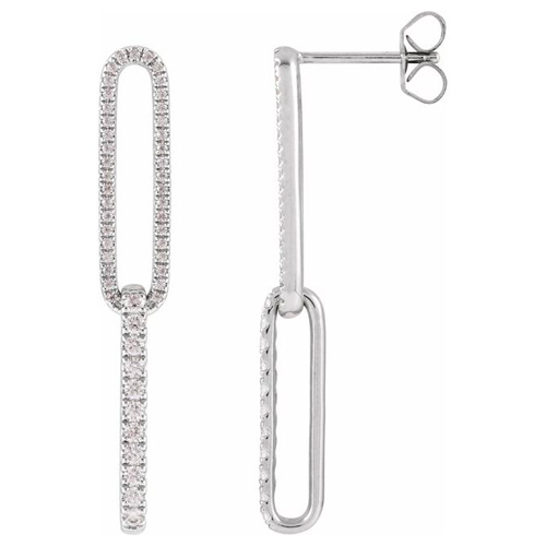 14k White Gold 0.50 ct tw Lab-Grown Diamond Paper Clip Link Earrings
