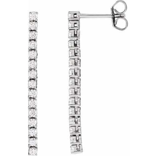 14k White Gold 3/4 ct tw Lab-Grown Diamond Line Earrings