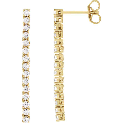 14k Yellow Gold 3/4 ct tw Lab-Grown Diamond Line Earrings