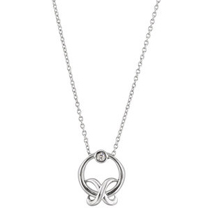 Sterling Silver .03 ct Diamond XO 18in Necklace
