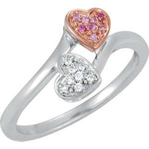 Sterling Silver Pink Sapphire and Diamond Ring
