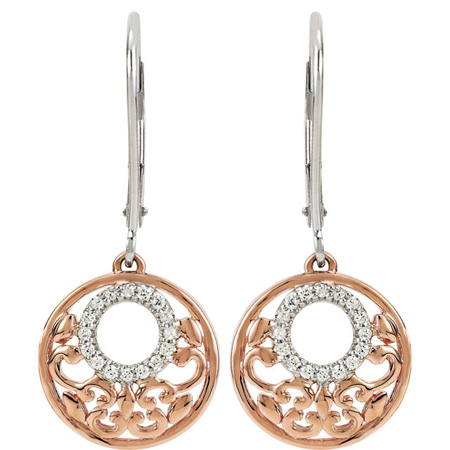 Rose Gold Plated 1/8 ct tw Diamond Earrings