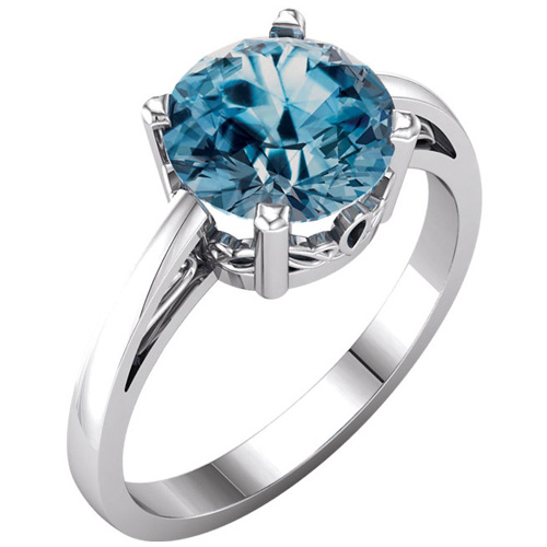 14kt White Gold 2.4 ct Swiss Blue Topaz Ring with Scroll Design