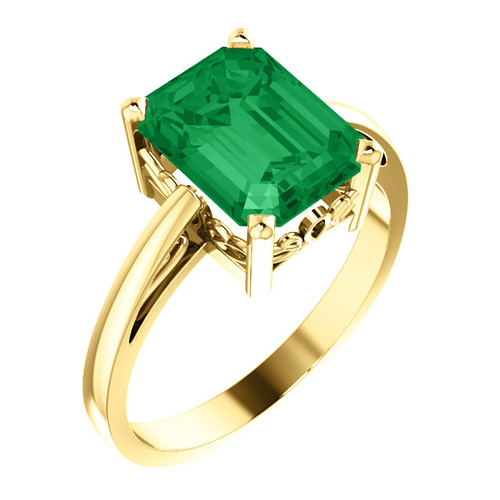 14kt Yellow Gold 2.5 ct Emerald-cut Chatham Created Emerald Ring
