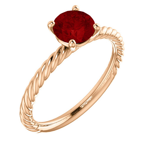14kt Rose Gold 1.2 ct Chatham Created Ruby Rope Ring