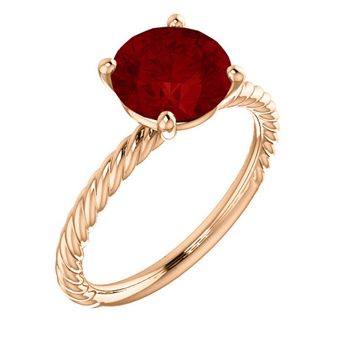 14kt Rose Gold 2 3/4 ct Chatham Created Ruby Rope Ring