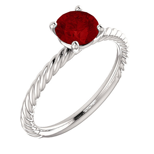 14kt White Gold 1.2 ct Chatham Created Ruby Rope Ring