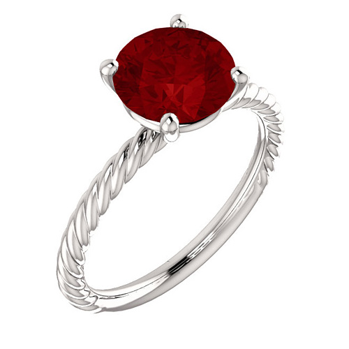 14kt White Gold 2 3/4 ct Chatham Created Ruby Rope Ring