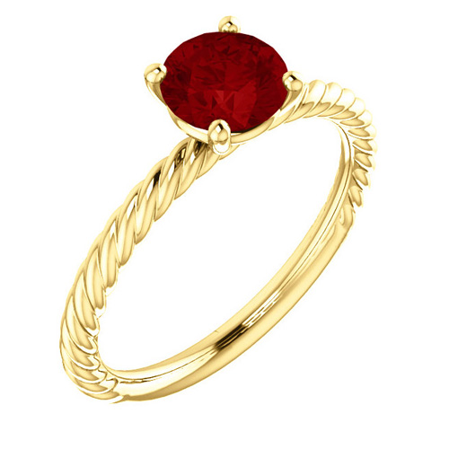 14kt Yellow Gold 1.2 ct Chatham Created Ruby Rope Ring