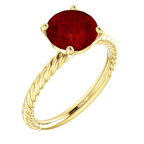 14kt Yellow Gold 2 3/4 ct Chatham Created Ruby Rope Ring