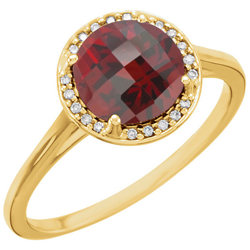 14kt Yellow Gold 2.35 ct Garnet Halo Style Ring with Diamonds