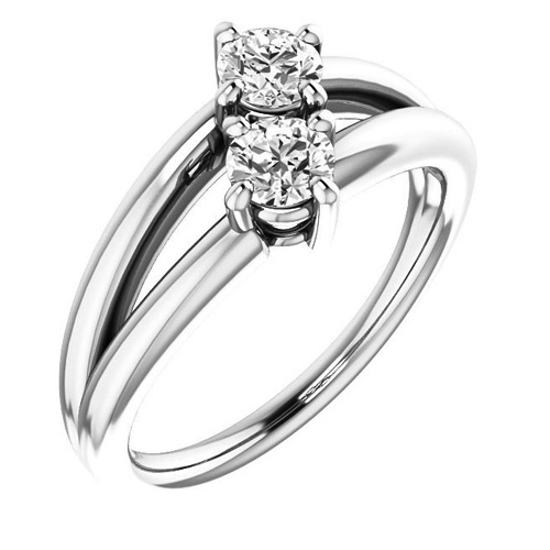 14kt White Gold 1/2 ct Two-Stone Diamond Split Ring