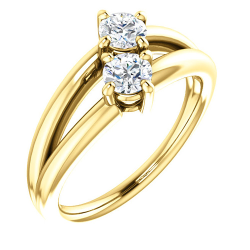 14kt Yellow Gold 1/2 ct Two-Stone Diamond Split Ring