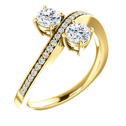 14kt Yellow Gold .62 ct Two-Stone Diamond Bypass Ring