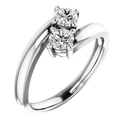 14kt White Gold 1/2 ct Two-Stone Diamond Ring