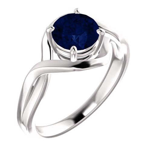 14kt White Gold 1.5 ct Chatham Created Blue Sapphire Infinity Ring