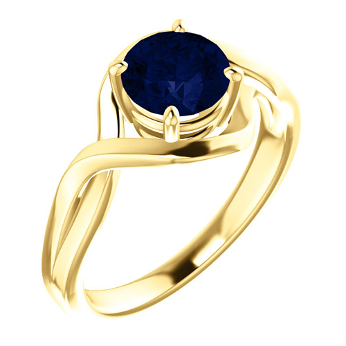 14kt Yellow Gold 1.5 ct Chatham Created Blue Sapphire Infinity Ring