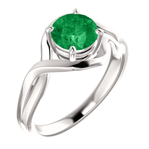 14kt White Gold 1 ct Chatham Created Emerald Infinity Style Ring