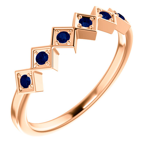 14kt Rose Gold .18 ct tw Sapphire Squares Stackable Ring