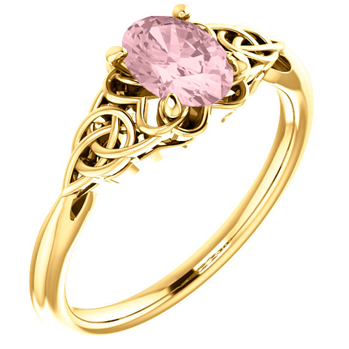 14k Yellow Gold Oval Morganite Ring with Celtic Design