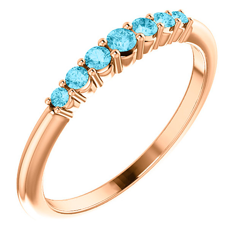 14k Rose Gold 1/4 ct Aquamarine Stackable Ring JJ72022RAQ