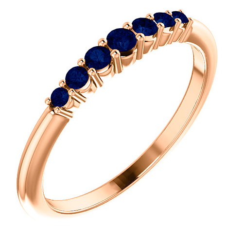 14k Rose Gold 1/4 ct Blue Sapphire Stackable Ring