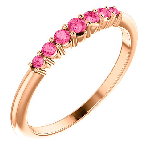 14k Rose Gold 1/4 ct Pink Tourmaline Stackable Ring