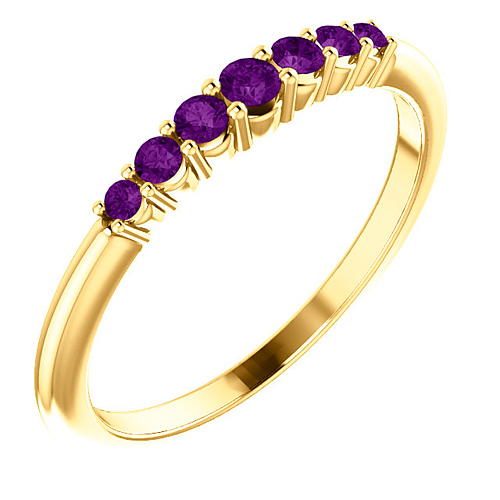 14k Yellow Gold 1/4 ct Amethyst Stackable Ring JJ72022YAM