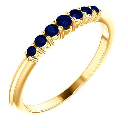 14k Yellow Gold 1/4 ct Blue Sapphire Stackable Ring