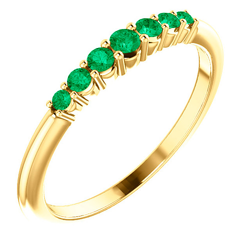 14k Yellow Gold 1/4 ct Emerald Stackable Ring JJ72022YEM